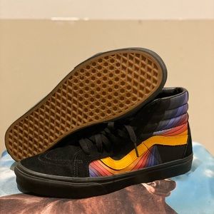 Vans Sk-8 Hi High Top Skate Shoes multi color stripe off the wall size 10 US